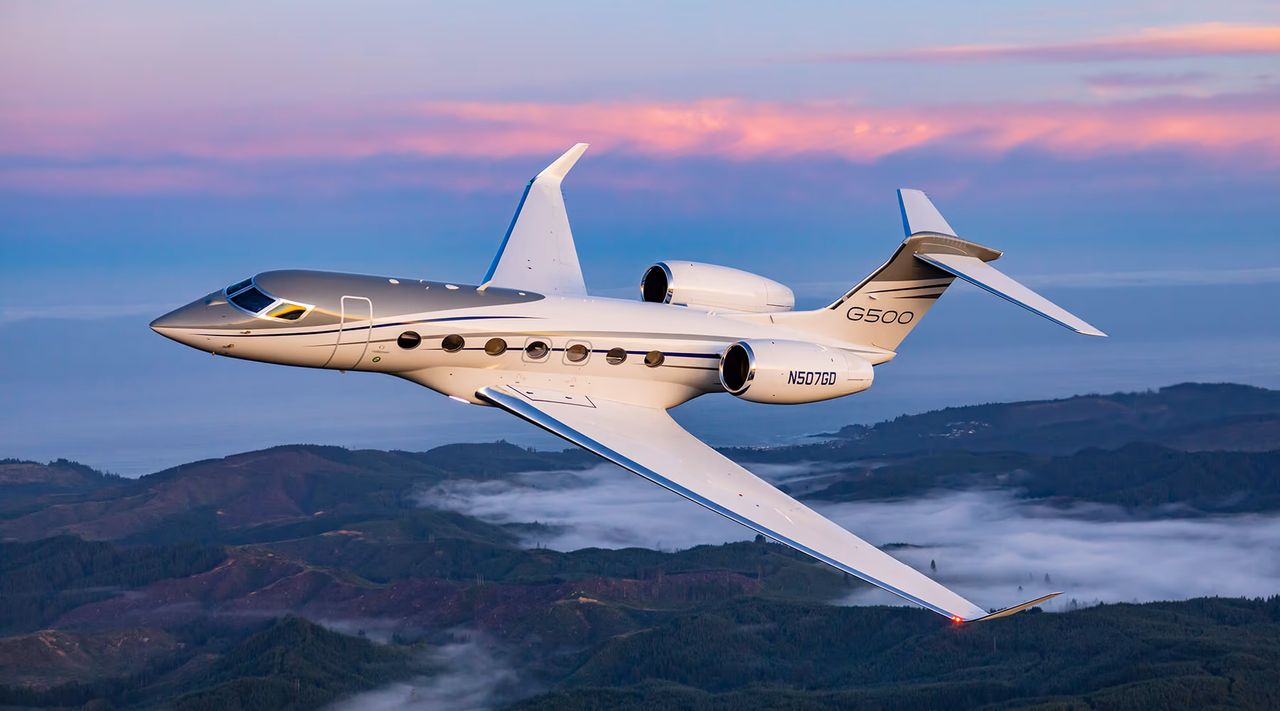 A Gulfstream G500 heavy jet exterior on a private ramp