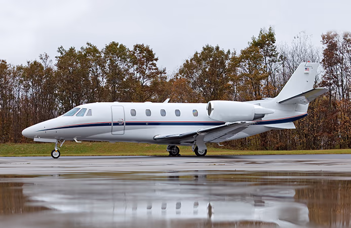 A Cessna Citation XLS+ mid-size business jet in profile