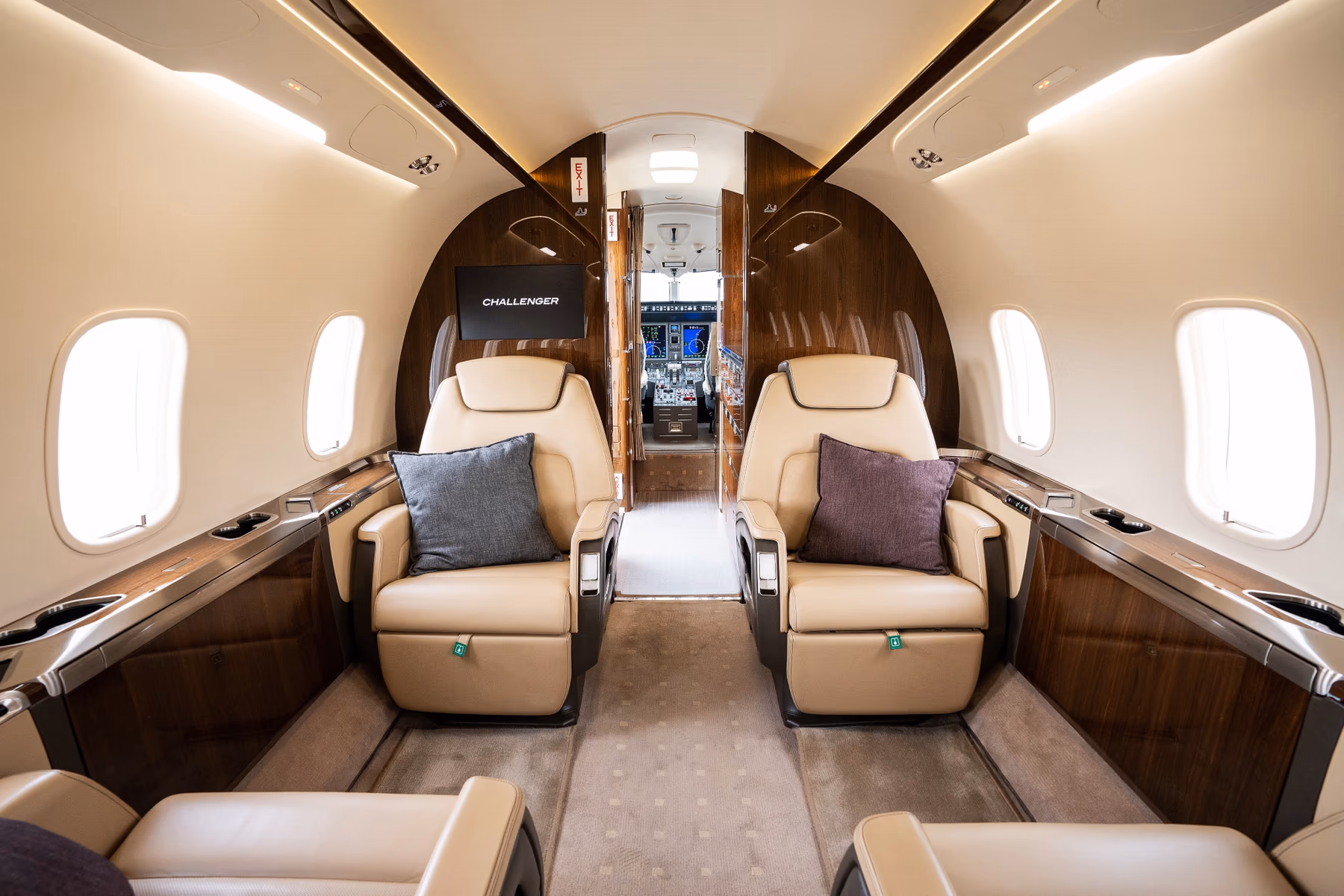 A Bombardier Challenger 350 super-mid jet in profile